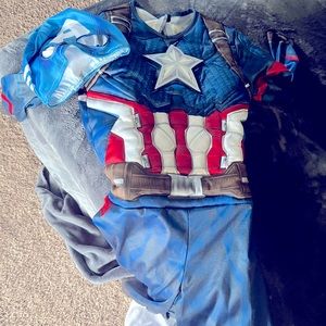 4 boy costumes-Superman, marvel captain America, cowboy, police officer